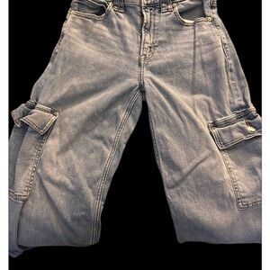 Women's Jeans American Eagle Stretch Sz 0 Super High Rise Baggy Wide Leg